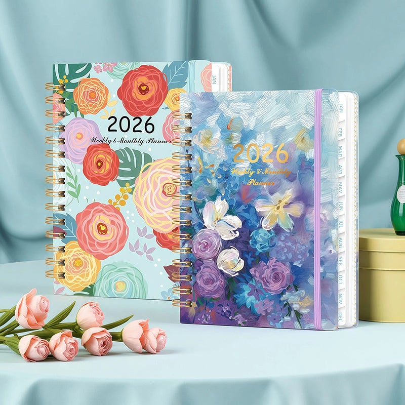 2026 High-Quality Aesthetic Ins-Style Planner English Version Spiral Weekly Diary A5 Notebook - Image 2